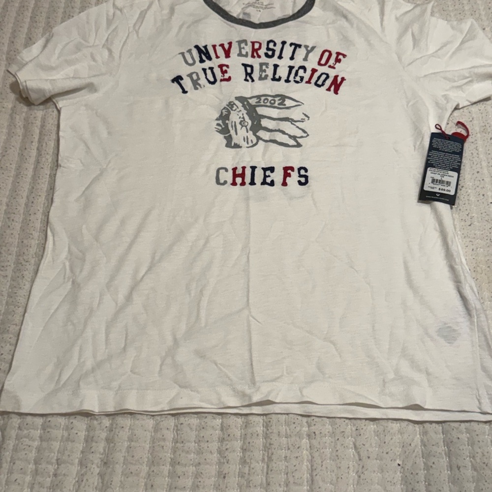 True Religion White and Red Graphic Tee